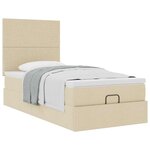 vidaXL Lit ottoman avec matelas crème 90x200 cm tissu