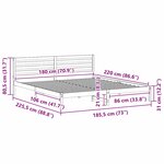vidaXL Cadre de lit Marron cire 180 x 220 cm Bois massif en pin