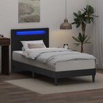 vidaXL Cadre de lit avec bandes LED Noir 90 x 190 cm Simili cuir