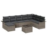vidaXL Ensemble de canapé de jardin avec coussin 9 Pièces Noir Poly rotin