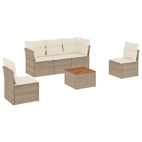 vidaXL Salon de jardin avec coussins 6 Pièces beige résine tressée