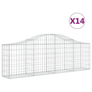 vidaXL Paniers à gabions arqués 14 Pièces 200x30x60/80 cm Fer galvanisé