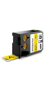 DYMO XTL - Ruban adhésif permanent en vinyle 24mm x 7m - Noir sur Jaune