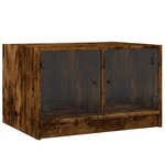 vidaXL Table basse avec portes en verre chêne fumé 68x50x42 cm