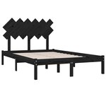 vidaXL Cadre de lit sans matelas noir 135x190 cm bois massif