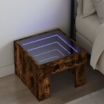 vidaXL Table de chevet avec LED infini chêne fumé 40x40x30 cm