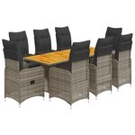 vidaXL Ensemble de bistro de jardin 9 Pièces coussins gris poly rotin