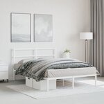 vidaXL Cadre de lit métal sans matelas et tête de lit blanc 135x190 cm