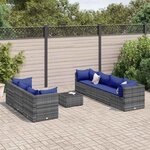 vidaXL Salon de jardin 8 Pièces avec coussins Gris Résine tressée