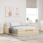 vidaXL Cadre de lit avec stockage Crème 160 x 200 cm tissu