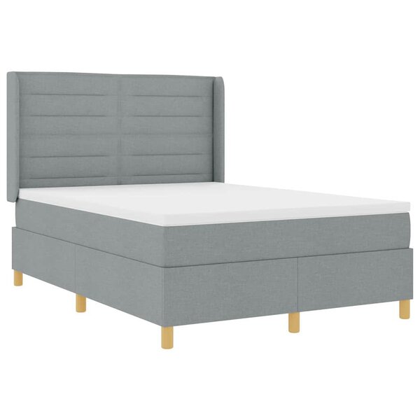 vidaXL Lit à ressorts avec matelas Gris clair 140 x 190 cm tissu