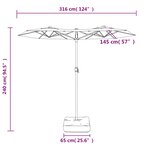 vidaXL Parasol de jardin à double tête anthracite 316x145 cm