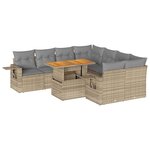 vidaXL Salon de jardin avec coussins 9 Pièces beige résine tressée