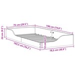 vidaXL Cadre de lit surélevé Marron 75 x 190 cm Bois massif en pin