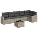 vidaXL Salon de jardin avec coussins 7 Pièces gris clair résine tressée