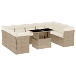 vidaXL Salon de jardin avec coussins 10 Pièces beige résine tressée