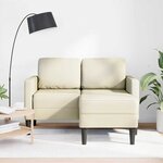 vidaXL Canapé 2 places avec méridienne en L crème 125 cm similicuir