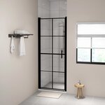 vidaXL Porte de douche verre trempé 91x195 cm noir