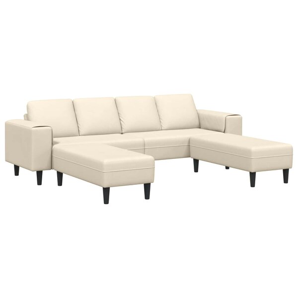 vidaXL Canapé Crème 250 x 188 x 76 cm Tissu en velours côtelé