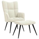 vidaXL Chaise de relaxation avec tabouret Blanc crème Velours