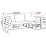 vidaXL Ensemble de canapé de jardin avec coussin 4 Pièces Noir Aluminium