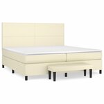 vidaXL Sommier à lattes de lit avec matelas Crème 200x200cm Similicuir