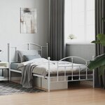 vidaXL Cadre de lit métal sans matelas et pied de lit blanc 107x203 cm