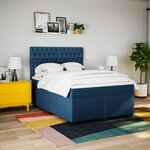 vidaXL Sommier à lattes de lit avec matelas Bleu 140x200 cm Tissu