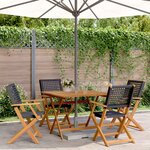 vidaXL Ensemble à manger de jardin 5 Pièces résine tressée et bois massif