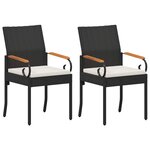 vidaXL Chaises de jardin 2 pc Noir et blanc crème