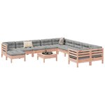vidaXL Salon de jardin avec coussins 12 Pièces bois massif sapin douglas