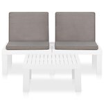 Salon de jardin meuble d'extérieur ensemble de mobilier 2 pièces avec coussins plastique blanc 02_0015899