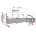 Canapé de Jardin 5 Pièces avec Coussins en Rattan Synthétique Gris Clair
