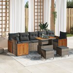 vidaXL Ensemble de canapé de jardin 10 pièces gris en poly rattan bois d'acacia