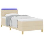 vidaXL Lit à ressort LED avec matelas Crème 90 x 190 cm tissu