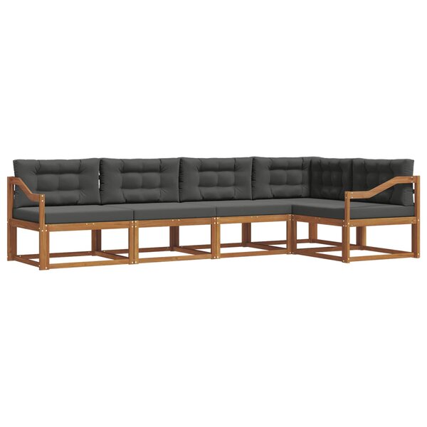 vidaXL Ensemble de canapés d'extérieur 5 pc Naturel et Anthracite