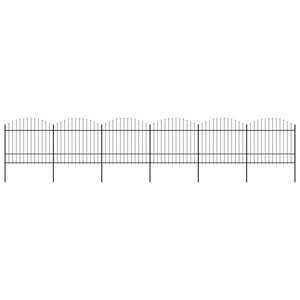 vidaXL Clôture de jardin à dessus en lance Acier (1 5-1 75)x10 2m Noir