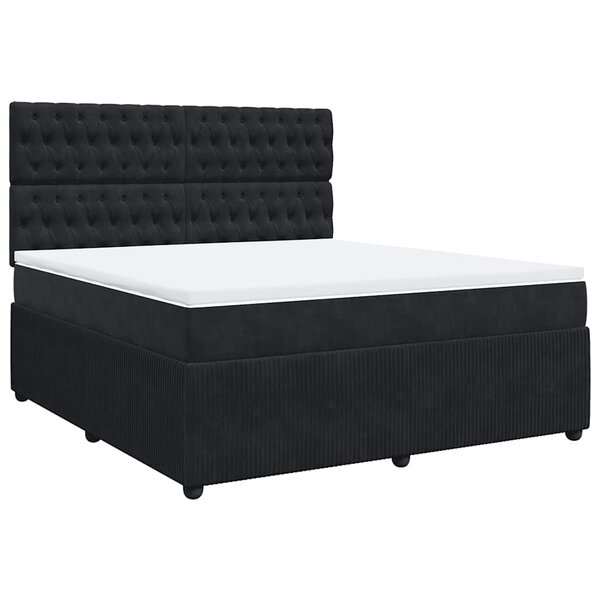 vidaXL Sommier à lattes de lit avec matelas Noir 180x200 cm Velours