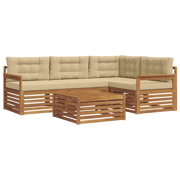 vidaXL Ensemble de canapés d'extérieur 5 pc Naturel et Beige