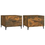 vidaXL Tables basses avec pieds en métal 2 Pièces Chêne fumé 50x50x40 cm