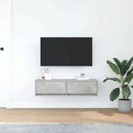 vidaXL Meuble TV Gris béton 100 x 31 x 25.5 cm Bois d'ingénierie