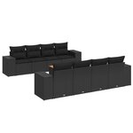 vidaXL Salon de jardin 9 Pièces avec coussins noir résine tressée