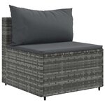 vidaXL Salon de jardin avec coussins 7 Pièces gris résine tressée