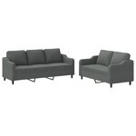 vidaXL Ensemble de canapés 2 Pièces avec coussins Gris foncé Tissu