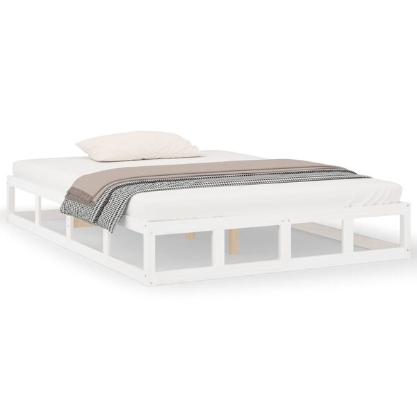 vidaXL Cadre de lit Blanc 150x200 cm Très grand Bois massif