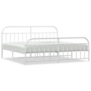 vidaXL Cadre de lit métal sans matelas et pied de lit blanc 193x203 cm