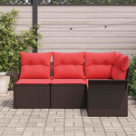 vidaXL Ensemble de canapé de jardin 4 Pièces Marron polyrotin