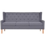 vidaXL Canapé à 3 places tissu gris