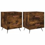 vidaXL Tables de chevet 2Pièces chêne fumé 40x35x47 5cm bois d’ingénierie
