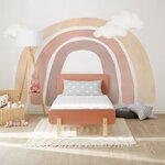 Lit simple 90x200 rouge bois enfant sommier